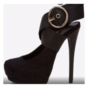 Bebe Black‎ Audryan Size 6 Suede Crossover Heels Platform Wrap NEW